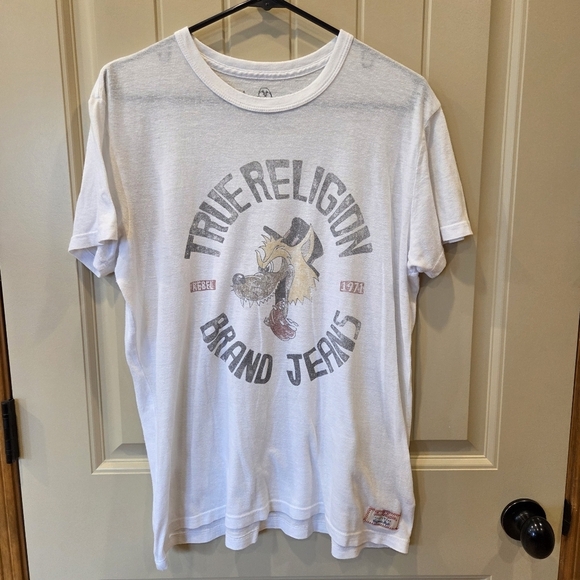 True Religion Brand Jeans Wolf Face Shirt Mens Large Vintage Rebel 1971 - Picture 2 of 12